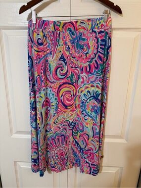 Lilly Pulitzer Multicolor Paisley Midi Skirt in Pink, Blue, Teal & Yellow